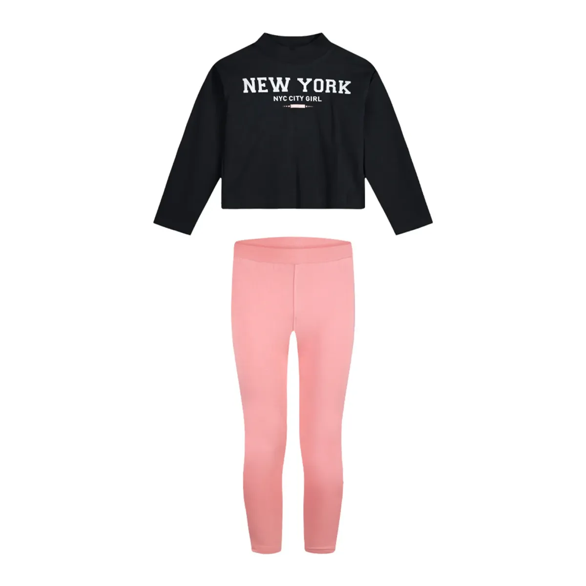 Energiers Kids Outfit Girl Leggings-Crop Top New York Color
